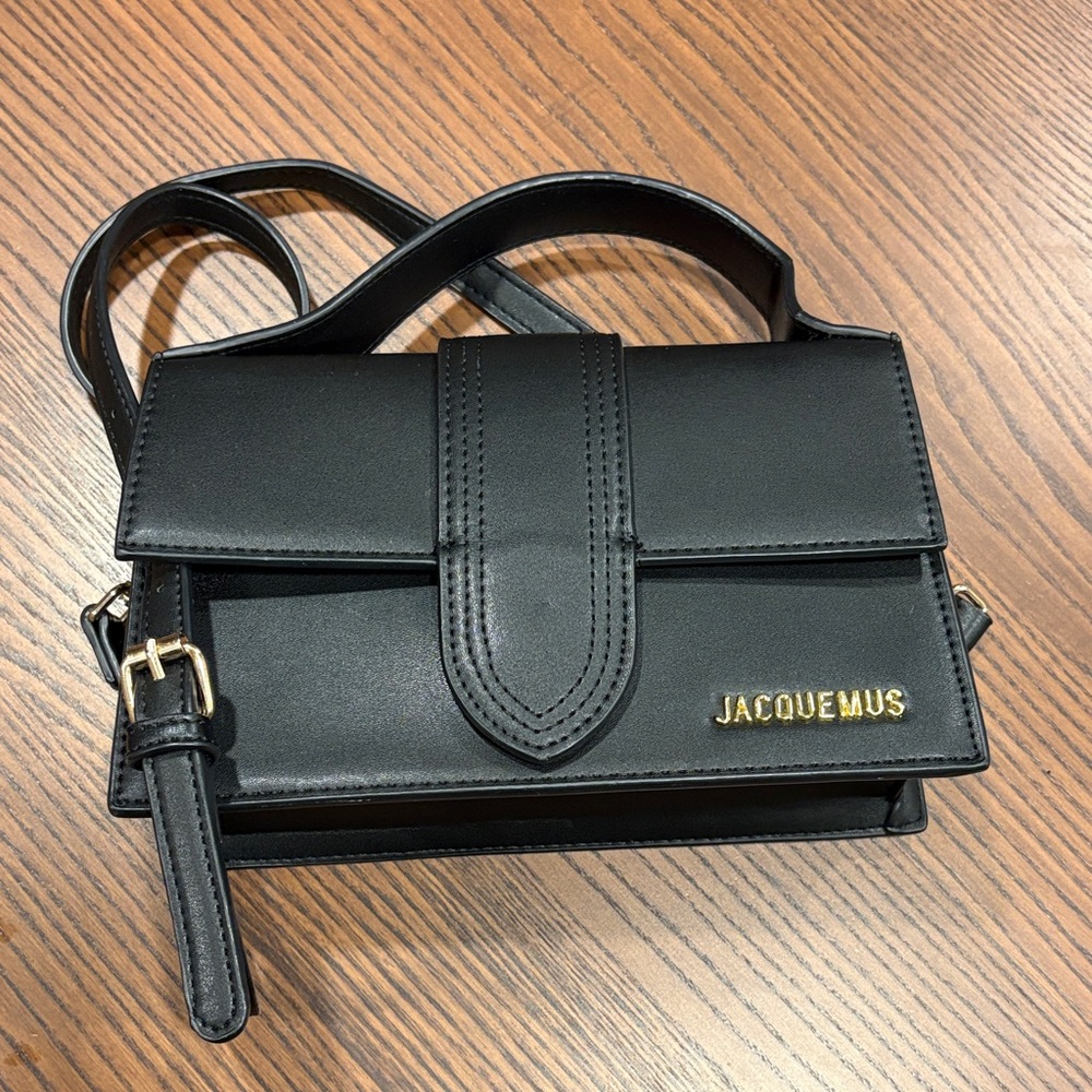 Jacquemus Black Crossbody Bag with Gold Logo